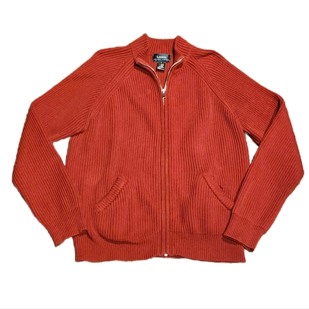 Women's Lauren Ralph Lauren Front Zip Red Knit Sweater- Medium